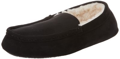 Amazon Essentials Men's Moccasin Slippers, Black Microsuede, 11