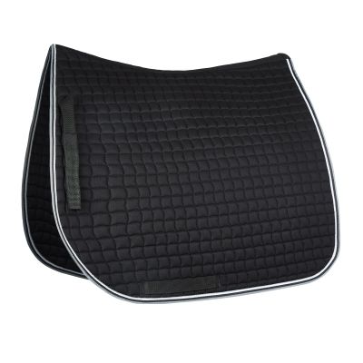 HORZE Adepto Quilted Quick-Dry Dressage Saddle Pad for Horses with Two-Tone Trim - Black - Pony