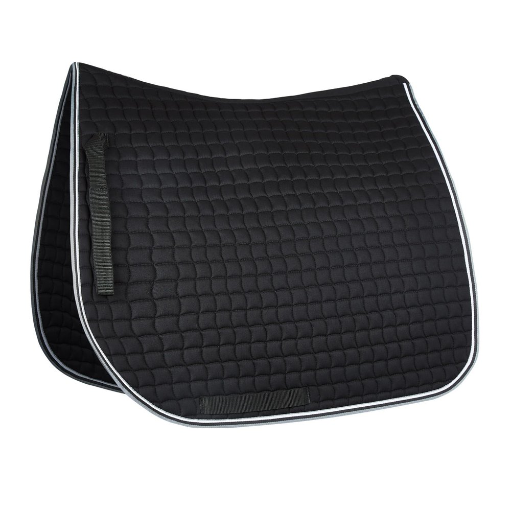 HORZE Adepto Quilted Quick-Dry Dressage Saddle Pad for Horses with Two-Tone Trim - Black - Pony