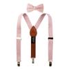 Spring Notion Boys' Linen Blend Suspenders and Bow Tie Set for Kids Toddlers Infants Wedding Ringbearers Rustic, Rose Large view 1