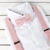 Spring Notion Boys' Linen Blend Suspenders and Bow Tie Set for Kids Toddlers Infants Wedding Ringbearers Rustic, Rose Large view 2