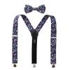 Spring Notion Men's Cotton Floral Suspenders and Bow Tie Set for Groomsmen Wedding Parties, 23-Navy 48 Inch view 1
