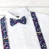 Spring Notion Men's Cotton Floral Suspenders and Bow Tie Set for Groomsmen Wedding Parties, 23-Navy 48 Inch view 2