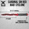 M48 Cardinal Sin Red Cyclone Fixed Blade Knife | 8" 2Cr13 Stainless Steel Blade | Includes Vortec Belt Sheath | Formidable tool for a variety of tasks | 13 1/2" Overall view 2