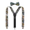 Spring Notion Men's Cotton Floral Suspenders and Bow Tie Set for Groomsmen Wedding Parties, 41-Black/Mustard 42 Inch view 1