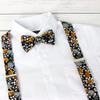 Spring Notion Men's Cotton Floral Suspenders and Bow Tie Set for Groomsmen Wedding Parties, 41-Black/Mustard 42 Inch view 2