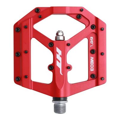 HT Components, ME03 EVO+, Platform Pedals, Body: Aluminum, Spindle: Cr-Mo, 9/16'', Red, Pair