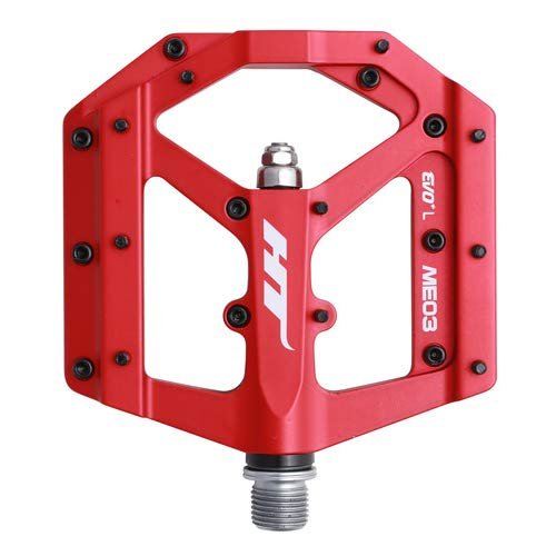 HT Components, ME03 EVO+, Platform Pedals, Body: Aluminum, Spindle: Cr-Mo, 9/16'', Red, Pair
