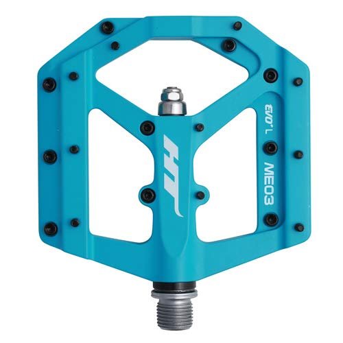HT Components, ME03 EVO+, Platform Pedals, Body: Aluminum, Spindle: Cr-Mo, 9/16'', Blue, Pair