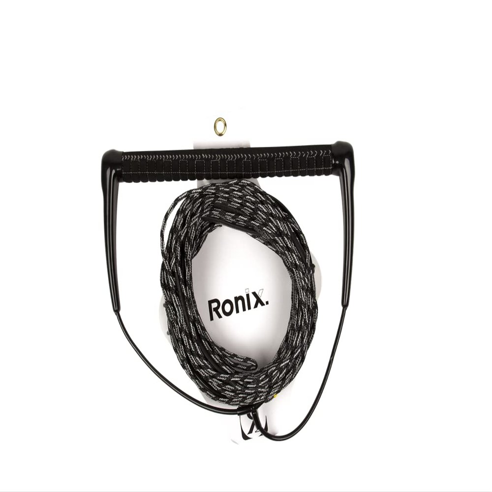 Ronix Combo 4.0 Hide Grip Wakeboard Handle, 1.15 in. Diameter w/75ft. 5-Sect. Solin Rope, Black