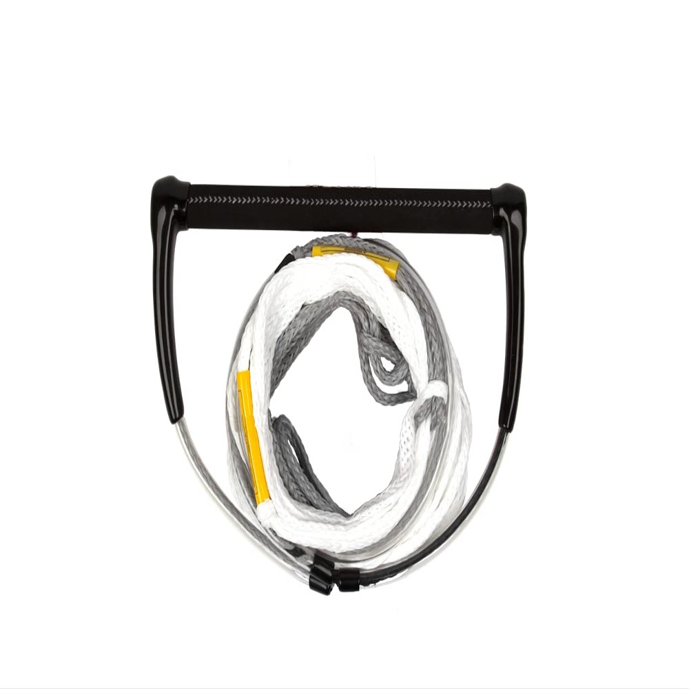 Ronix Combo 2.0, Hide Grip Wakeboard Handle, 1.15 in. Diameter w/65ft. 4, Sect. PE Rope, Grey/White