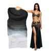 Aumulen Women 1 Piece Hand-made Real Silk Long Belly Dance Fan Veils(Right Hand Only) (Black white) view 1