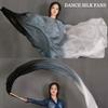 Aumulen Women 1 Piece Hand-made Real Silk Long Belly Dance Fan Veils(Right Hand Only) (Black white) view 4