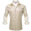 Barry.Wang Cream Men Shirt Silk Floral Long Sleeve Button Down Dress Shirt Vintage Cowboy Casual Western Designer Mexico view 3