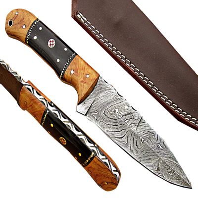Custom handmade Damascus steel hunting knife