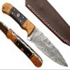 Custom handmade Damascus steel hunting knife view 1