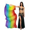 Aumulen Women 1 Piece Hand-made Real Silk Long Belly Dance Fan Veils(Right Hand Only) (Vertical rainbow) view 1