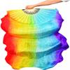 Aumulen Women 1 Piece Hand-made Real Silk Long Belly Dance Fan Veils(Right Hand Only) (Vertical rainbow) view 3