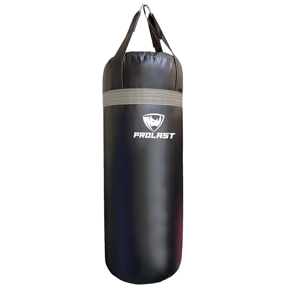 PROLAST Punching Bag for Experienced and Beginners, Boxing, MMA, Martial Arts, Muay Thai Training Equipment, Hanging, Filled, 3ft, 50 lbs, Rhino Logo, Black/Gray