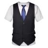 RUNQHUI Men Short Sleeve Fake Suit T Shirt Vest & Tie Funny 3D Printed Tuxedo Shirt Party Clothing Black Small view 1