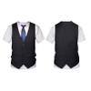 RUNQHUI Men Short Sleeve Fake Suit T Shirt Vest & Tie Funny 3D Printed Tuxedo Shirt Party Clothing Black Small view 3