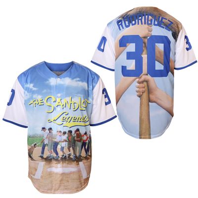 The Sandlot Benny Jersey The Jet Rodriguez Michael Squints Palledorous Alan Yeah-Yeah McClennan Movie Baseball Jersey (30-Blue,Medium)