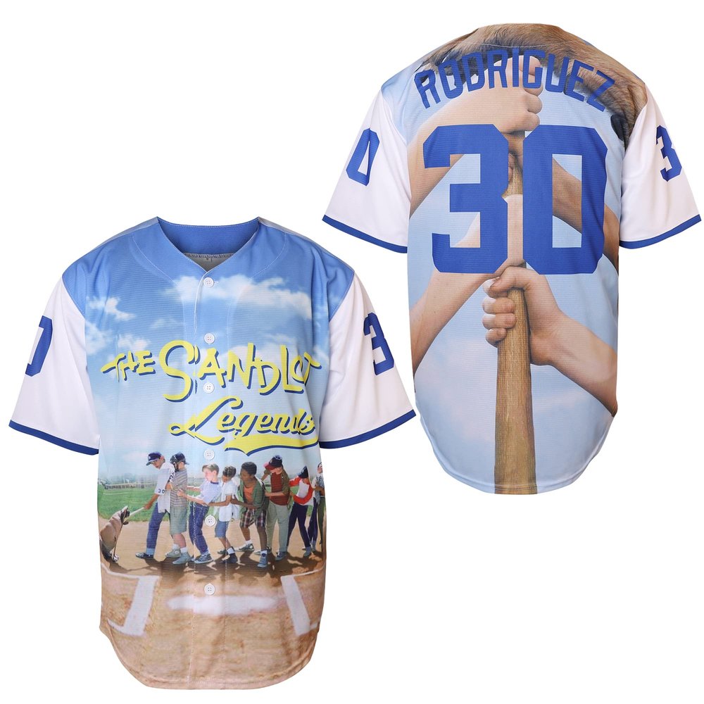 The Sandlot Benny Jersey The Jet Rodriguez Michael Squints Palledorous Alan Yeah-Yeah McClennan Movie Baseball Jersey (30-Blue,Medium)