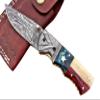 Custom handmade Damascus Steel, Micarta, Camel Bone folding knife view 4