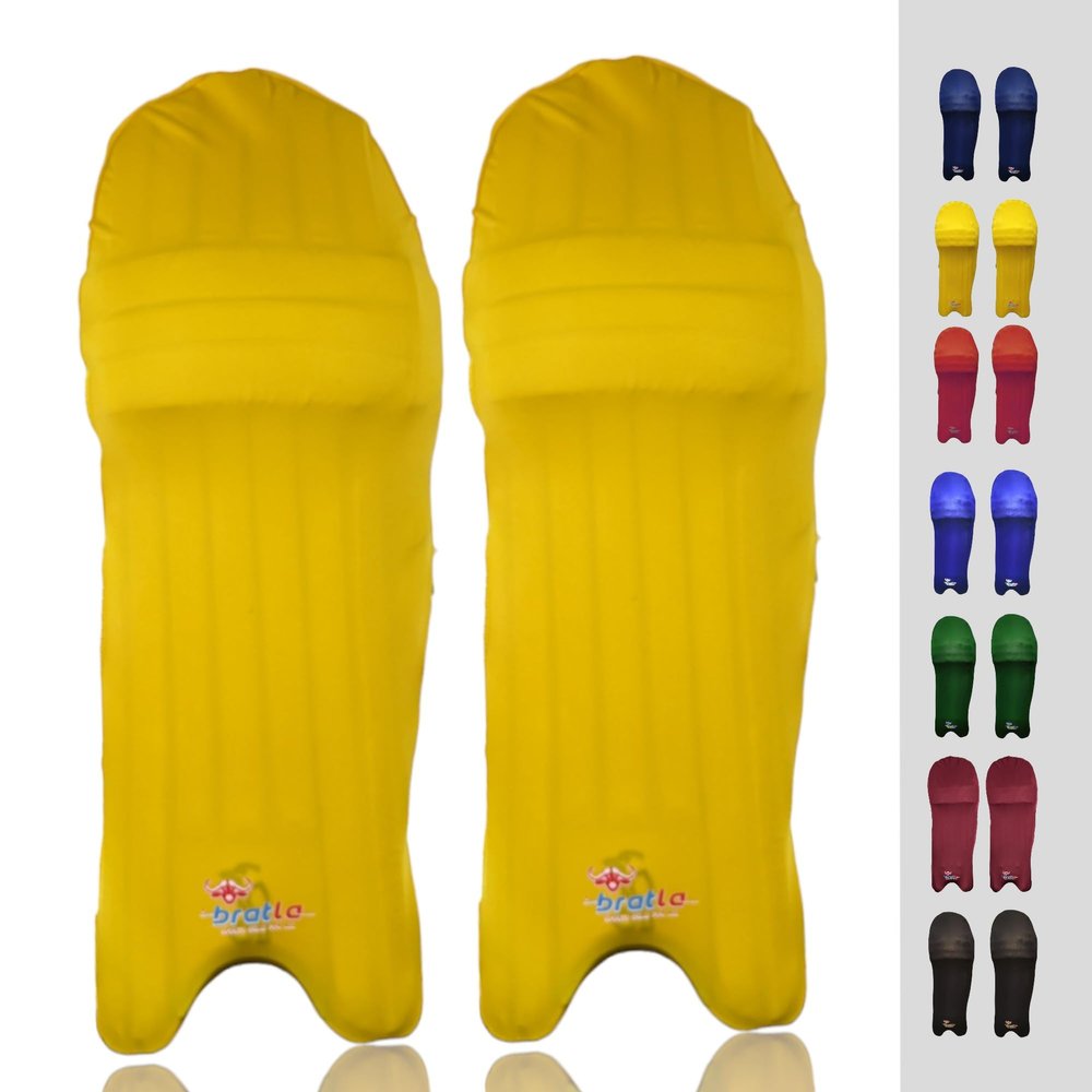 Bratla Cricket Batting Pads Covers, Yellow Covers for Cricket Pads for Men Batting Color Fit Neatly on Legguards Easily Put On