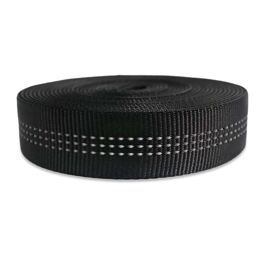 NewDoar 1 Inch Nylon Webbing Strap/Tubular Climbing Webbing - Heavy Duty Strap for Rescue, Climbing, Harnesses, Rock Work, & Firefighting(Black,30 Yard)