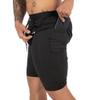 Kewlioo Men's Sauna Shorts - Heat Trapping 2-in-1 Double Layer Sauna Suit Shorts - Compression Training Gym Athletic Workout Shorts Pants for Men (Black, XXL) view 3