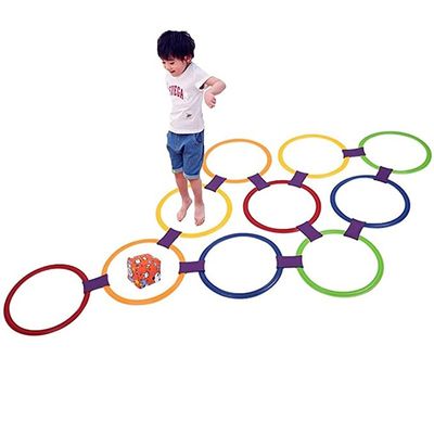 XLTTY Multicolor Plastic Hopscotch Ring Game, for Speed and Agility Practice Games, Garden Backyard Outdoor Games,Game Booth (Size : 38CM)