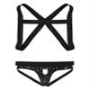 Loloda Mens Sissy Harness Belt X-Shape Back Elastic Shoulder Chest Muscle Top with Briefs Underwear 2#Black Medium view 2
