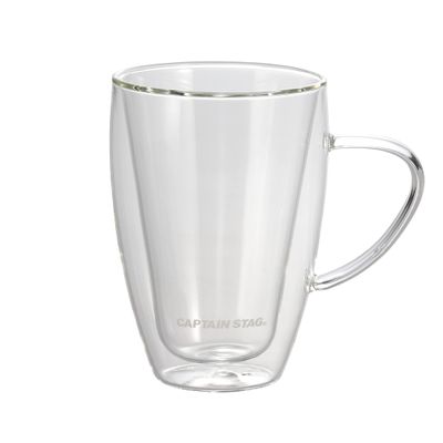 Captain Stag UW-2033 Heat Resistant Glass Double Wall Glass, Mug, Double Wall Construction, Cup, 11.8 fl oz (320 ml), Clear, Approx. 4.8 x 3.4 x 5.0 inches (124 x 87 x 128 mm)