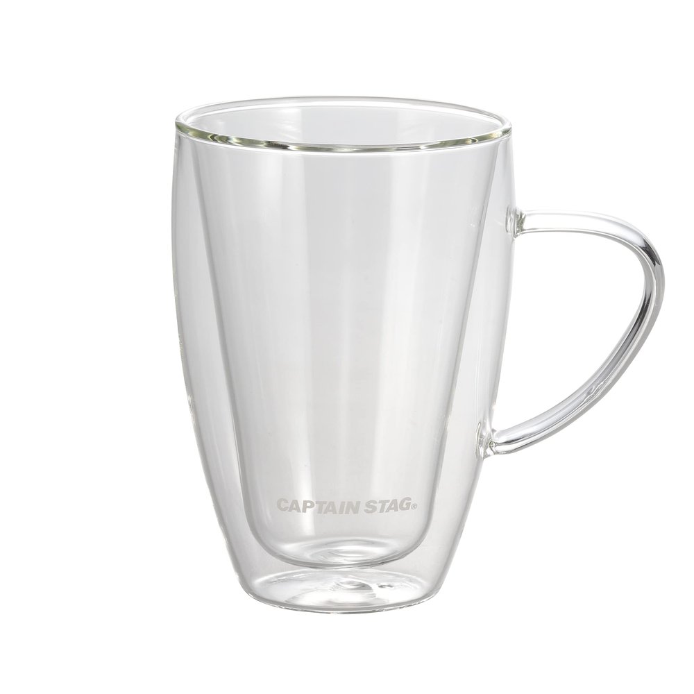 Captain Stag UW-2033 Heat Resistant Glass Double Wall Glass, Mug, Double Wall Construction, Cup, 11.8 fl oz (320 ml), Clear, Approx. 4.8 x 3.4 x 5.0 inches (124 x 87 x 128 mm)