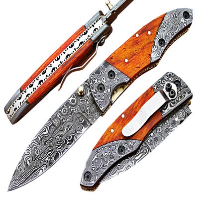 Custom handmade Bolster Orange Micarta Sheet handle Folding Knife