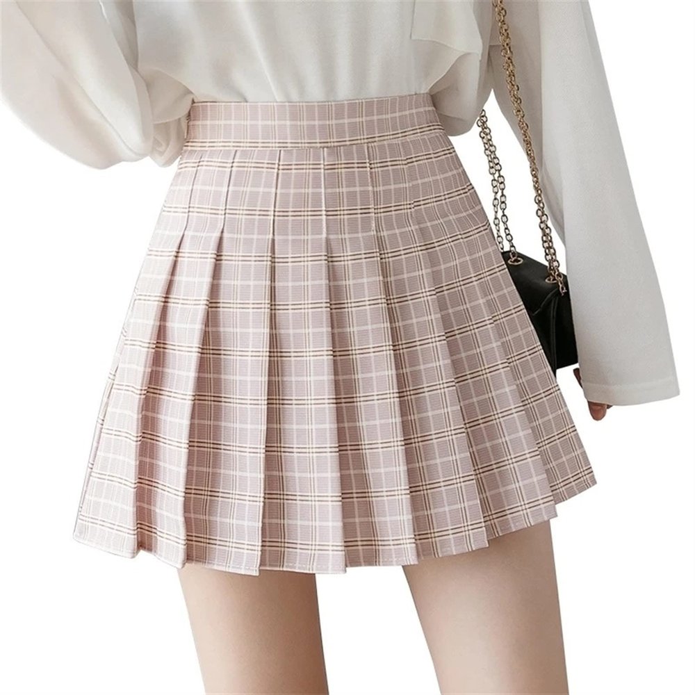 High Waist Short Pleated Skirt Micro Skirt Black Mini Skirt Women's Tennis Skirt (Color : 1, Size : L)