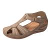 Summer Hollow Sandals for Women Comfortable Wedge Flower Embroidery Round Toe Closed Toe Hook & Loop Buckle Sandals Casual Soft Sole Beach Shoes view 1