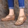 Summer Hollow Sandals for Women Comfortable Wedge Flower Embroidery Round Toe Closed Toe Hook & Loop Buckle Sandals Casual Soft Sole Beach Shoes view 2