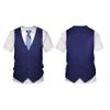 RUNQHUI Men Short Sleeve Fake Suit T Shirt Vest & Tie Funny 3D Printed Tuxedo Shirt Party Clothing Blue Medium view 3