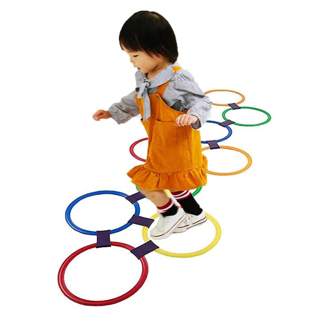 XLTTY Colorful HopsCotch Ring Game, Soft Plastic Children's HopsCotch Circle Game, Sensory Integration Training Agile Circle (Size : 48CM)