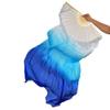 Aumulen Women 1 Piece Hand-made Real Silk Long Belly Dance Fan Veils(Right Hand Only) (White turquoise blue) view 2