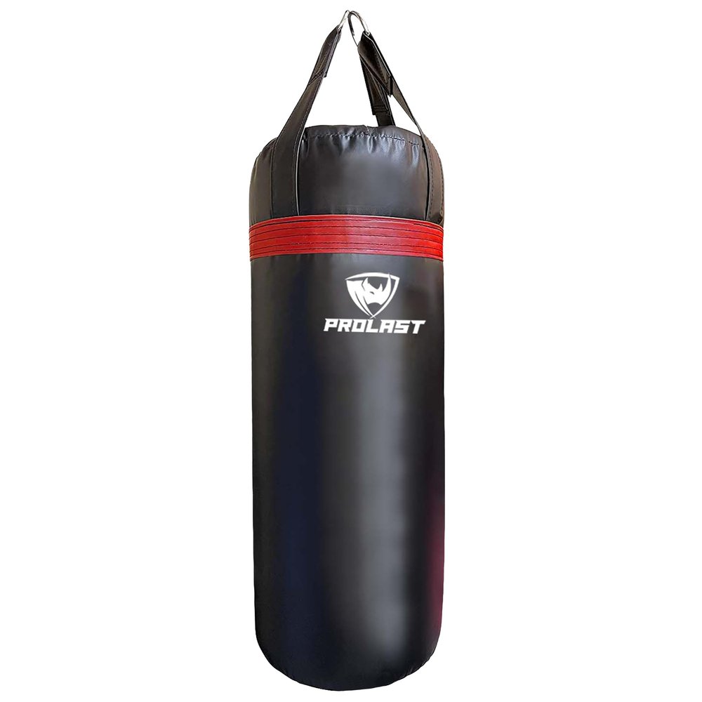 PROLAST Punching Bag for Experienced and Beginners, Boxing, MMA, Martial Arts, Muay Thai Training Equipment, Hanging, Filled, 3ft, 50 lbs, Rhino Logo, Black/Red