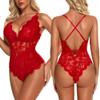 Namifin Teddy Lingerie Red Snap Crotch Bodysuit Lingerie Lace Bobydoll view 2