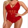 Namifin Teddy Lingerie Red Snap Crotch Bodysuit Lingerie Lace Bobydoll view 3