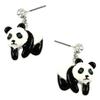 1 Set of Silver Tone Rhodium Plated Panda Earrings Stud & Gift Box view 1