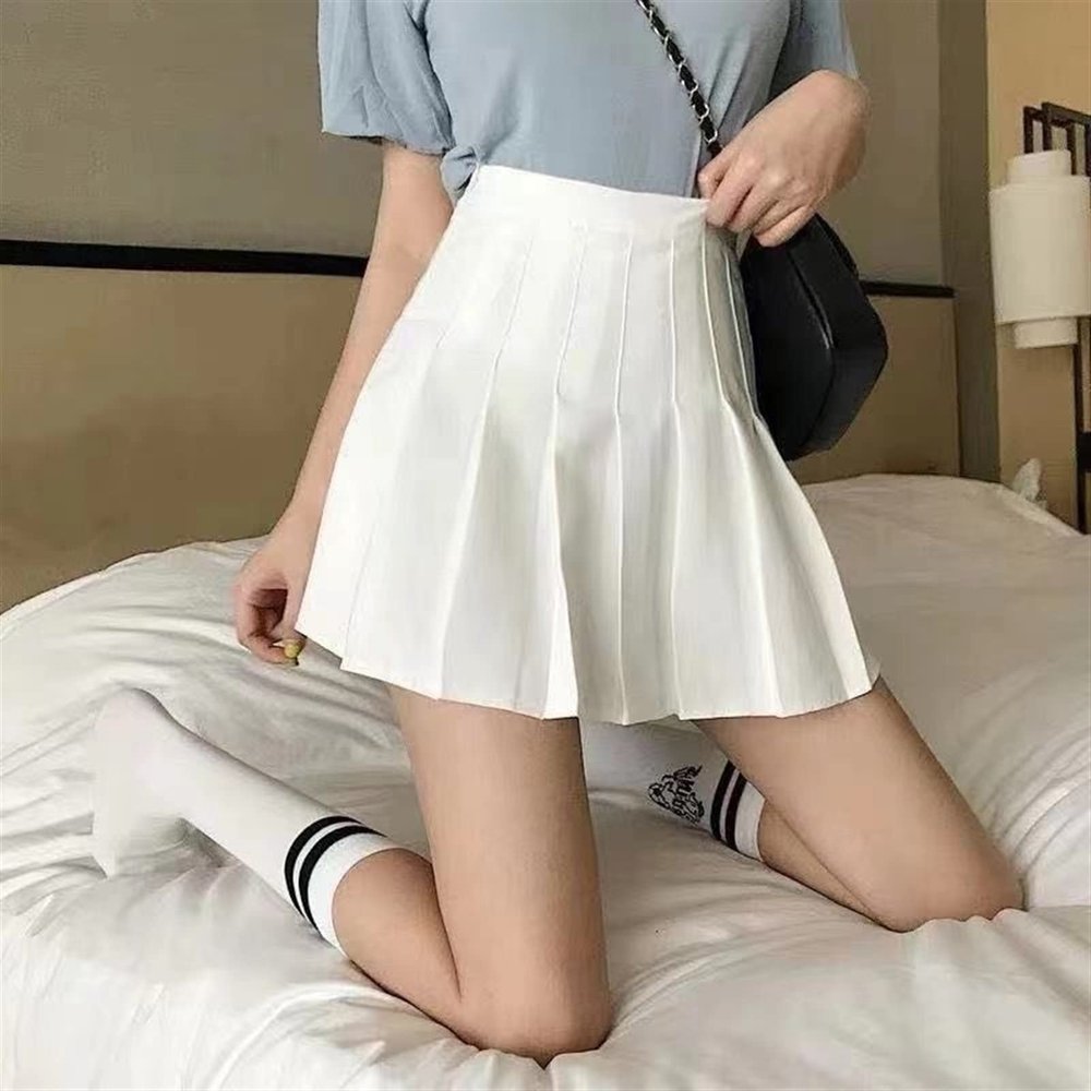 High Waist Short Pleated Skirt Micro Skirt Black Mini Skirt Women's Tennis Skirt (Color : White, Size : XS)