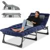 LILYPELLE Portable Folding Camping Cot, Adjustable 5-Position Adults Reclining Folding Chaise with Pillow, Outdoor Portable Folding Lounge Chair Sleeping Cots Bed for Camping, Pool, Beach, Patio view 1