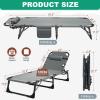 LILYPELLE Portable Folding Camping Cot, Adjustable 5-Position Adults Reclining Folding Chaise with Pillow, Outdoor Portable Folding Lounge Chair Sleeping Cots Bed for Camping, Pool, Beach, Patio view 3