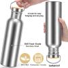 CHENGU 4 Pieces 34oz Single Wall Stainless Steel Water Bottles with Handle and Bamboo Lid Large Leakproof Metal Camping Bottles for Sports, Cyclists, Runners view 2